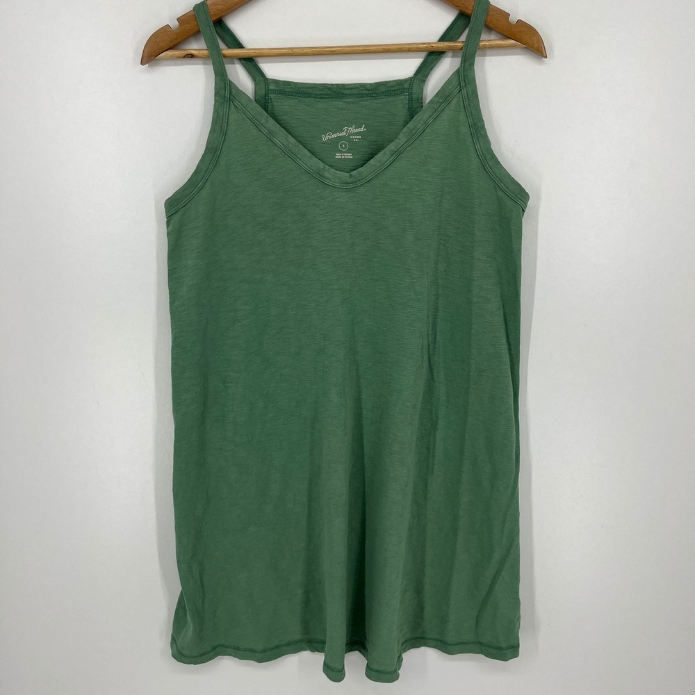 Universal Thread Green Slub Knit Double Strap V-Neck Tank Top Small